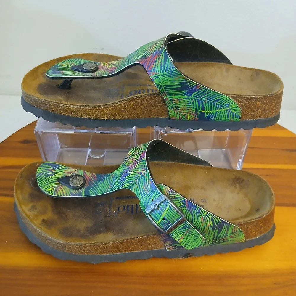 Birkenstock Papillio Gizeh Womens 37 L6 Palm Leaf Green Thong Sandals